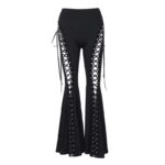 Gothic Lace-Up Flared Pants | Punk Eyelet Statement