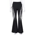 Gothic Lace-Up Flared Pants | Punk Eyelet Statement - Image 2