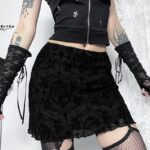 Witchcore Velvet Mini Skirt | Gothic Symbols & Cross Embroidery - Image 2