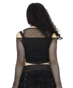 Gothic Harness Crop Top | Fishnet Sleeves & Buckle Straps - Image 4