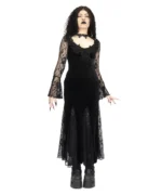 Gothic Velvet Lace Maxi Dress | Witchy Elegant Look