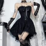 Gothic Corset Dress | Black Victorian High-Low Lace Mini