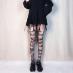 Gothic Spiderweb Pattern Tights – Black Mesh Punk Stockings for Alternative Fashion