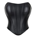 Black Faux Leather Corset Top | Gothic Waist Cincher for Alt & Punk Looks