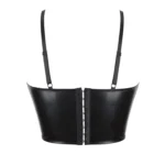 Black Faux Leather Corset Top – Gothic Punk Bustier Crop for Women