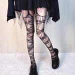 Gothic Spiderweb Pattern Tights – Black Mesh Punk Stockings for Alternative Fashion