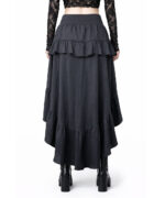 Black Layered High Low Gothic Skirt | Dark Ruffle Witchy Aesthetic - Image 2