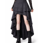 Black Layered High Low Gothic Skirt | Dark Ruffle Witchy Aesthetic