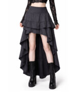 Black Layered High Low Gothic Skirt | Dark Ruffle Witchy Aesthetic