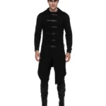 Gothic Steampunk Long Vest Coat | Black Buckle Closure, Alternative Punk Fashion