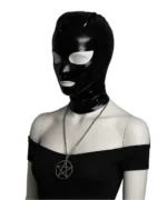 High Gloss Black Latex Mask | Gothic Fetish Hood for Dark Fashion & Alternative Style