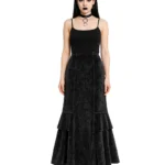 Black Gothic Maxi Skirt | Layered Darkwear Long Skirt
