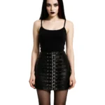 Multi Buckle Gothic Leather Skirt