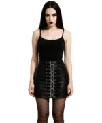 Multi Buckle Gothic Leather Skirt