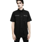 Gothic Utility Shirt with Metal Zippers | Unisex L/XL