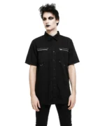 Gothic Utility Shirt with Metal Zippers | Unisex L/XL