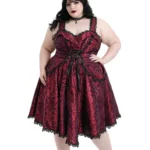 Burgundy Gothic Lace Corset Dress | Plus Size Dark Romance