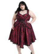 Burgundy Gothic Lace Corset Dress | Plus Size Dark Romance