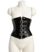 Vinyl Buckle Corset | Gothic Waist Cincher with Front Zip & Back Lacing