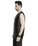 Men’s Black Vinyl Gothic Vest | Sleeveless Industrial Zipper Vest - Image 3