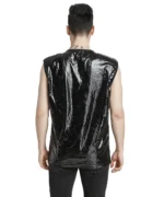Men’s Black Vinyl Gothic Vest | Sleeveless Industrial Zipper Vest - Image 2