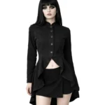 Gothic Asymmetrical Black Jacket | High Low Hem | Demonyx