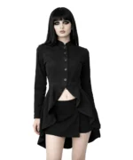 Gothic Asymmetrical Black Jacket | High Low Hem | Demonyx