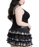 Gothic Plaid Lace Ruffle Skirt | Layered Alternative Mini Skirt - Image 2