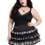 Gothic Plaid Lace Ruffle Skirt | Layered Alternative Mini Skirt