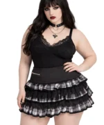 Gothic Plaid Lace Ruffle Skirt | Layered Alternative Mini Skirt