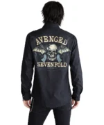 Avenged Sevenfold Graphic Zip Detail Black Shirt | Unisex Gothic Rock Statement Piece - Image 2