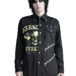 Avenged Sevenfold Graphic Zip Detail Black Shirt | Unisex Gothic Rock Statement Piece
