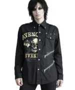 Avenged Sevenfold Graphic Zip Detail Black Shirt | Unisex Gothic Rock Statement Piece
