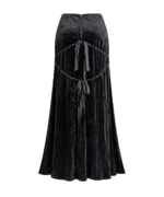 Gothic Velvet Maxi Skirt with Embroidered Cross Black Occult Long Skirt - Image 3