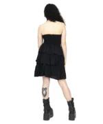 Black Gothic Strapless Ruffle Dress | Corset Front - Image 2