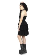 Black Gothic Strapless Ruffle Dress | Corset Front - Image 3