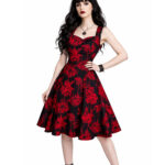 Demonyx “Blood Rose” Gothic Fit & Flare Dress