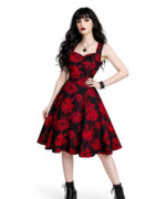 Demonyx “Blood Rose” Gothic Fit & Flare Dress