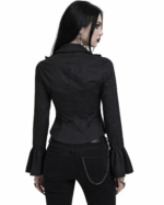 Demonyx Midnight Lace Up Gothic Blouse | Black Ruffle Corset Top - Image 3