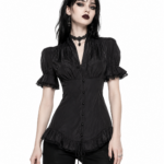 Victorian Gothic Blouse | Black Romantic Goth Lace Up Top