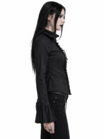 Demonyx Midnight Lace Up Gothic Blouse | Black Ruffle Corset Top - Image 2