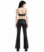 Handcrafted Gothic Harness Top & Cut Out Flared Pants Set | Black Alternative Outfit - Image 2