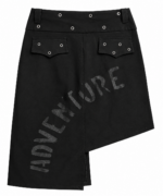 Black Asymmetrical Punk Skirt with Metal Studs and Buckles - Image 2